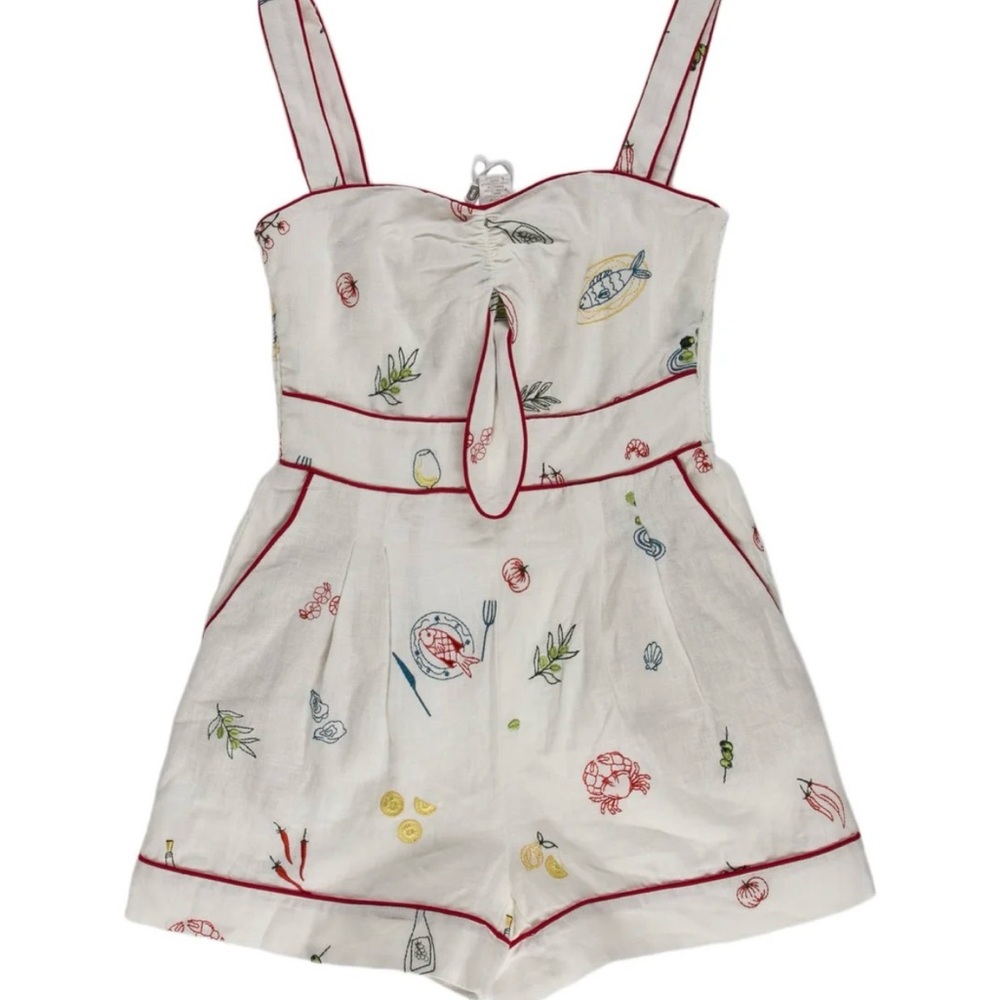 Caroline Constas Embroidered White Romper Small-New!